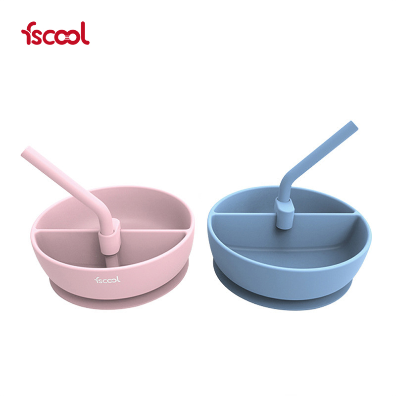 创意婴儿硅胶碗|儿童分格硅胶碗|吃饭喝汤双食用硅胶碗-fscool硅胶碗